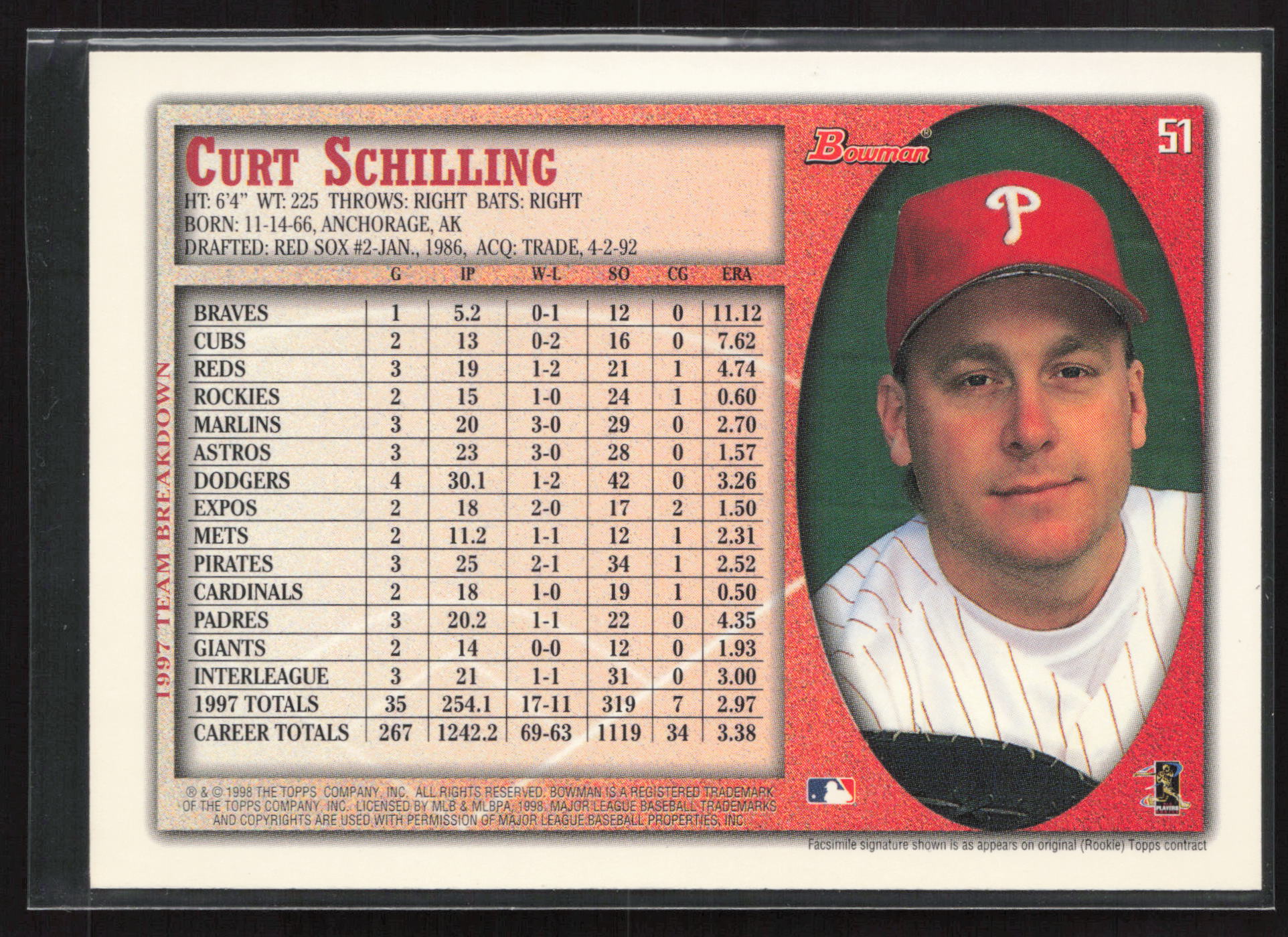 1998 Bowman #51 Curt Schilling