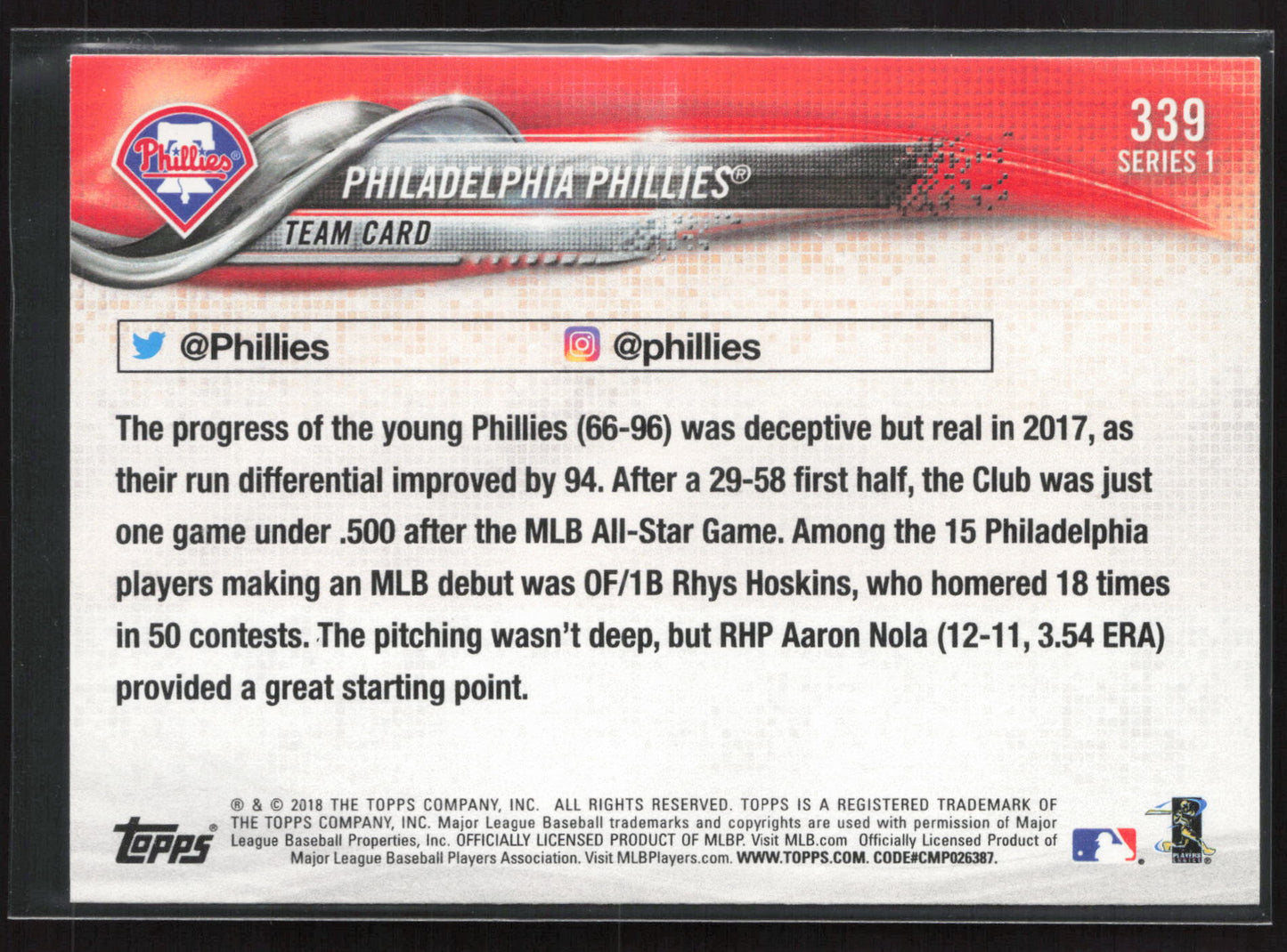 2018 Topps #339 Philadelphia Phillies