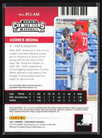 2021 Panini Contenders #RTJ-AM Adonis Medina Rookie Ticket Jersey