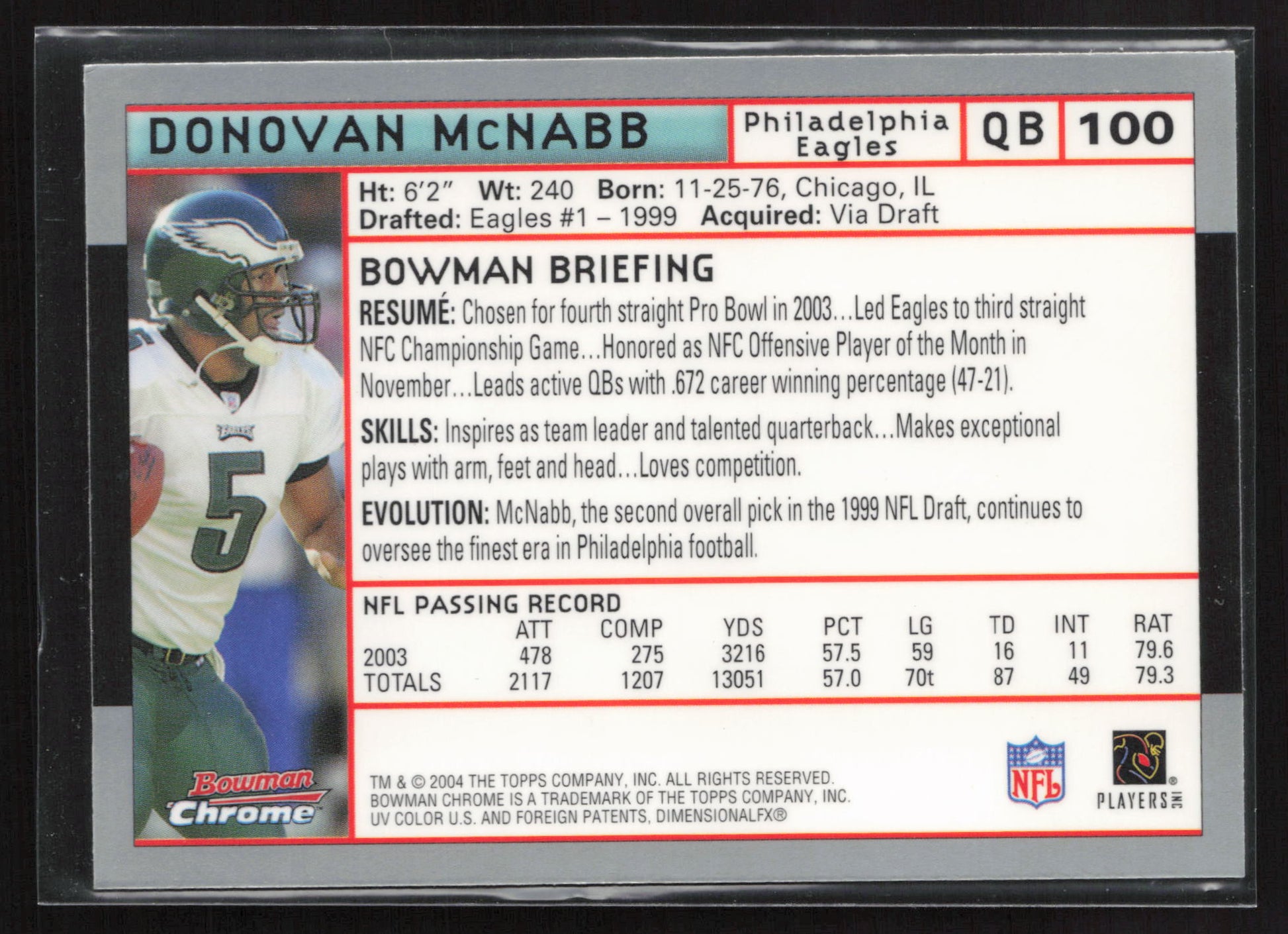 2004 Bowman Chrome #100 Donovan McNabb