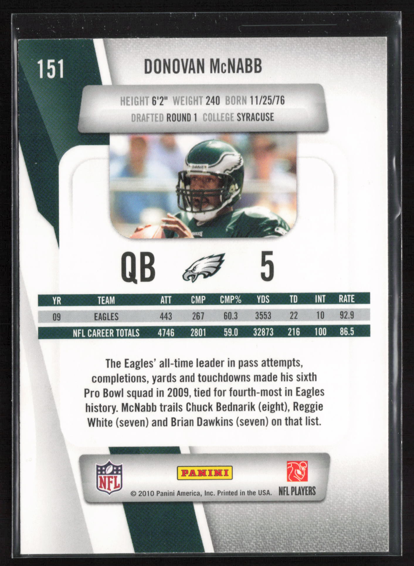 2010 Panini Prestige #151 Donovan McNabb