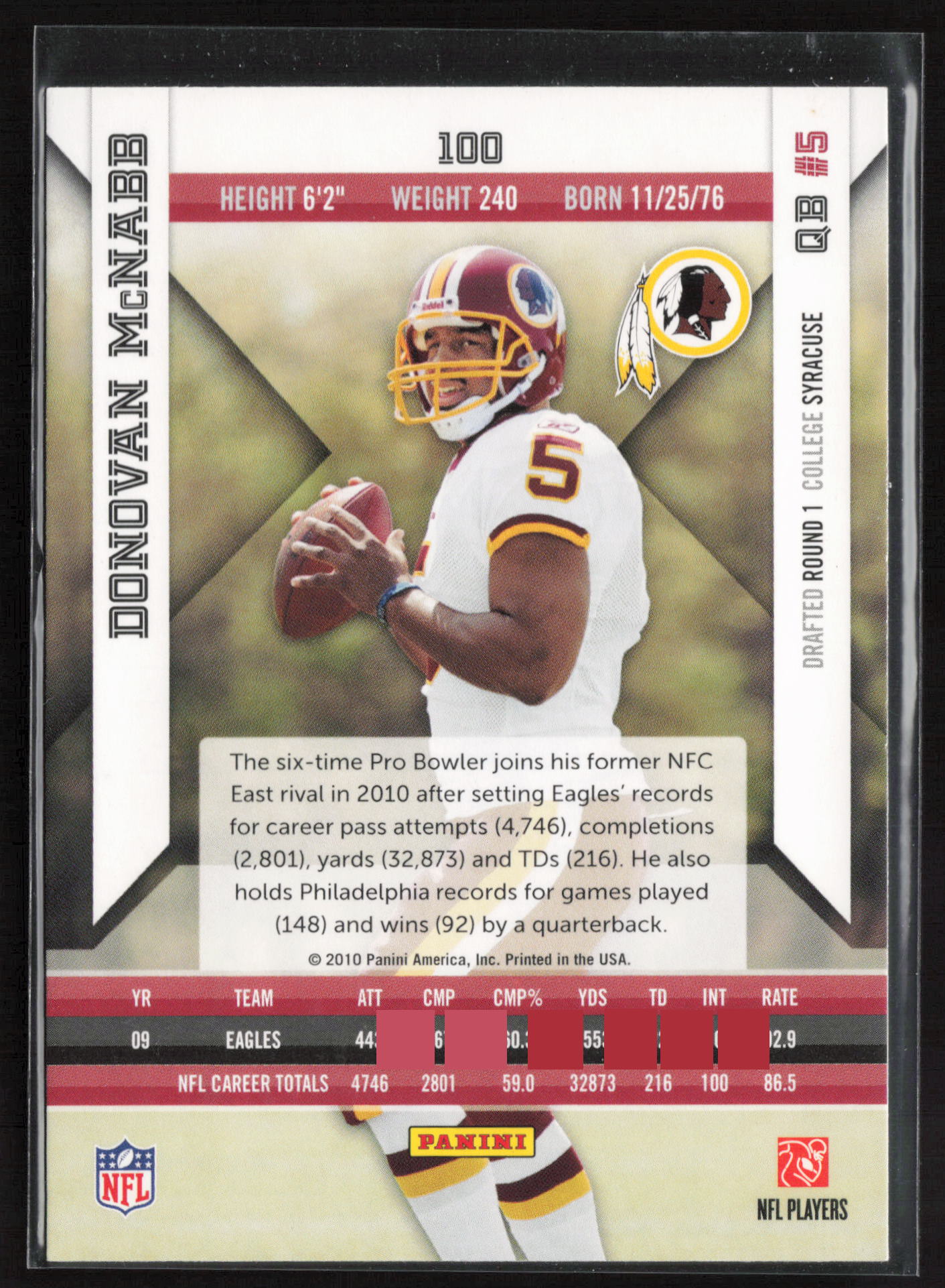 2010 Panini Epix #100 Donovan McNabb