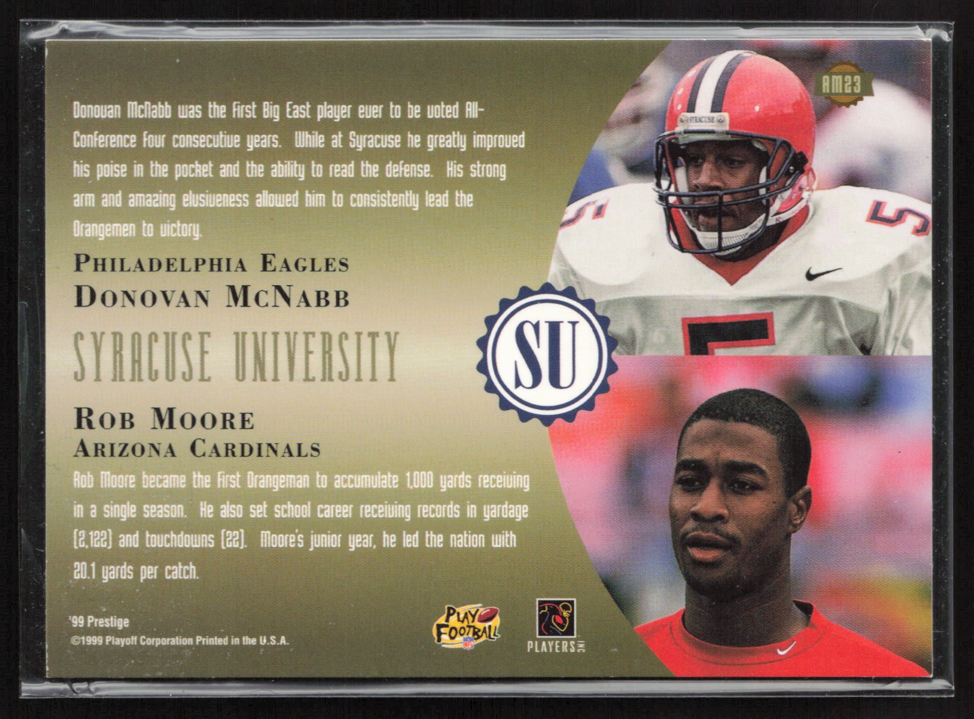 1999 Playoff Prestige EXP #AM23 Donovan McNabb / Rob Moore Alma Maters