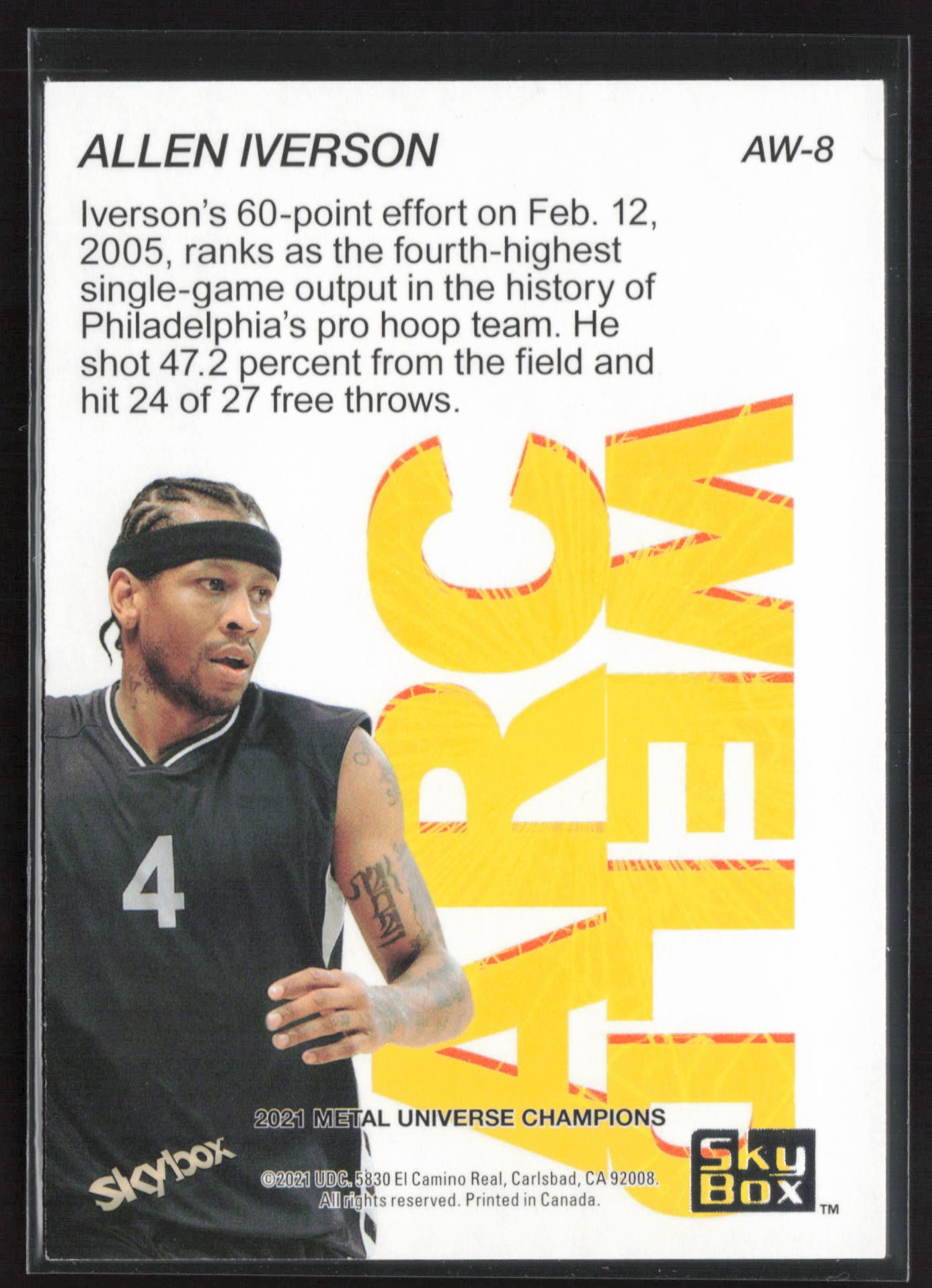 2021 SkyBox Metal Universe Champions #AW-8 Allen Iverson Arc Weld