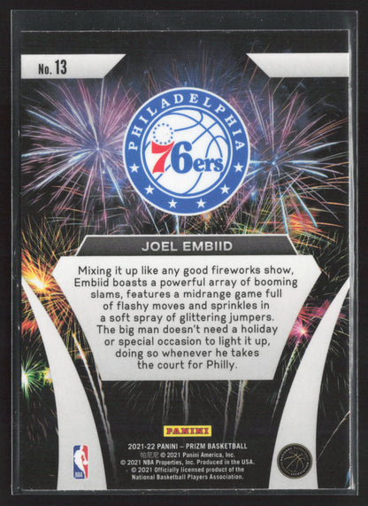 2021-22 Panini Prizm #13 Joel Embiid Fireworks