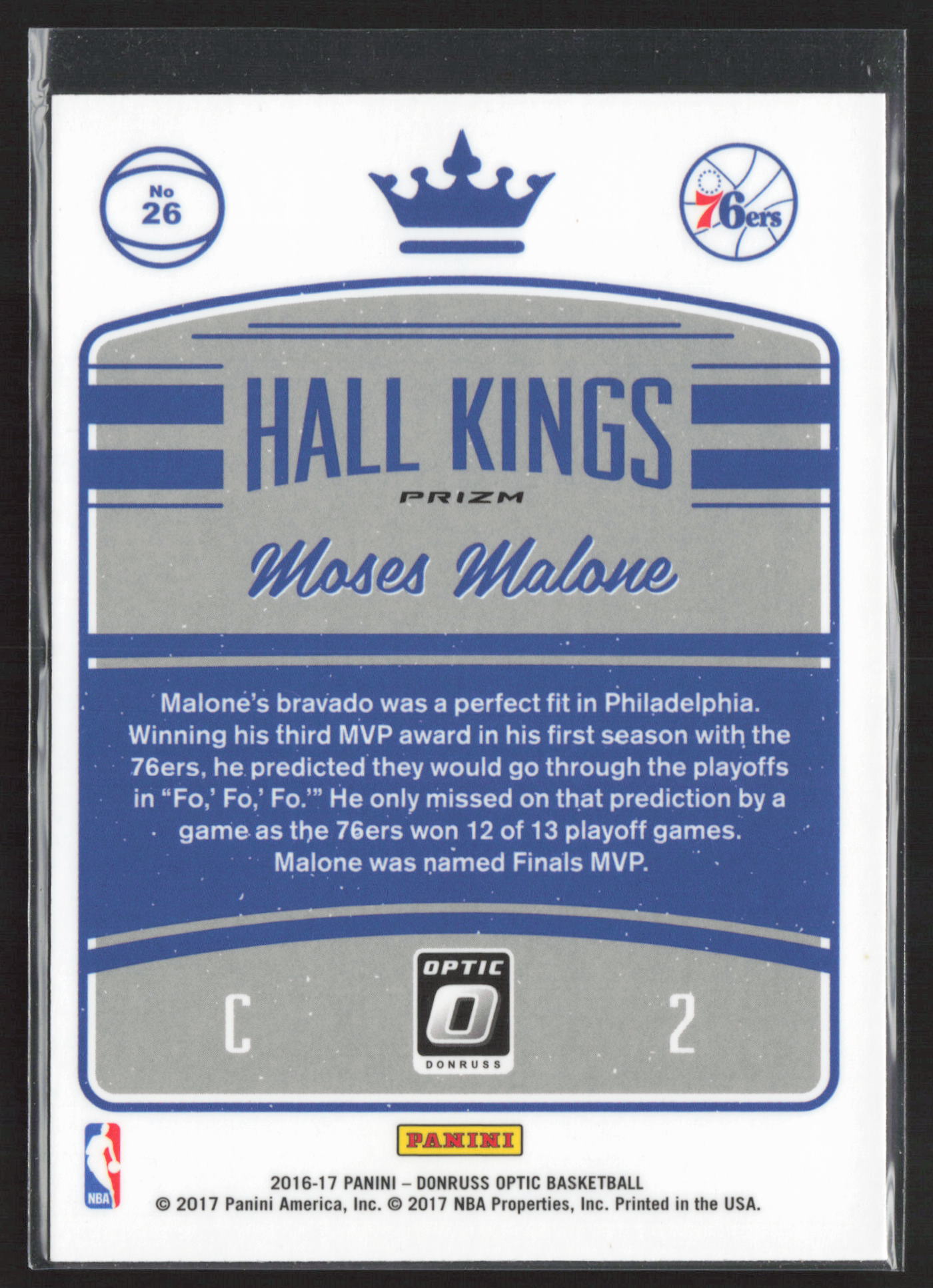 2016-17 Donruss Optic #26 Moses Malone Hall Kings Holo