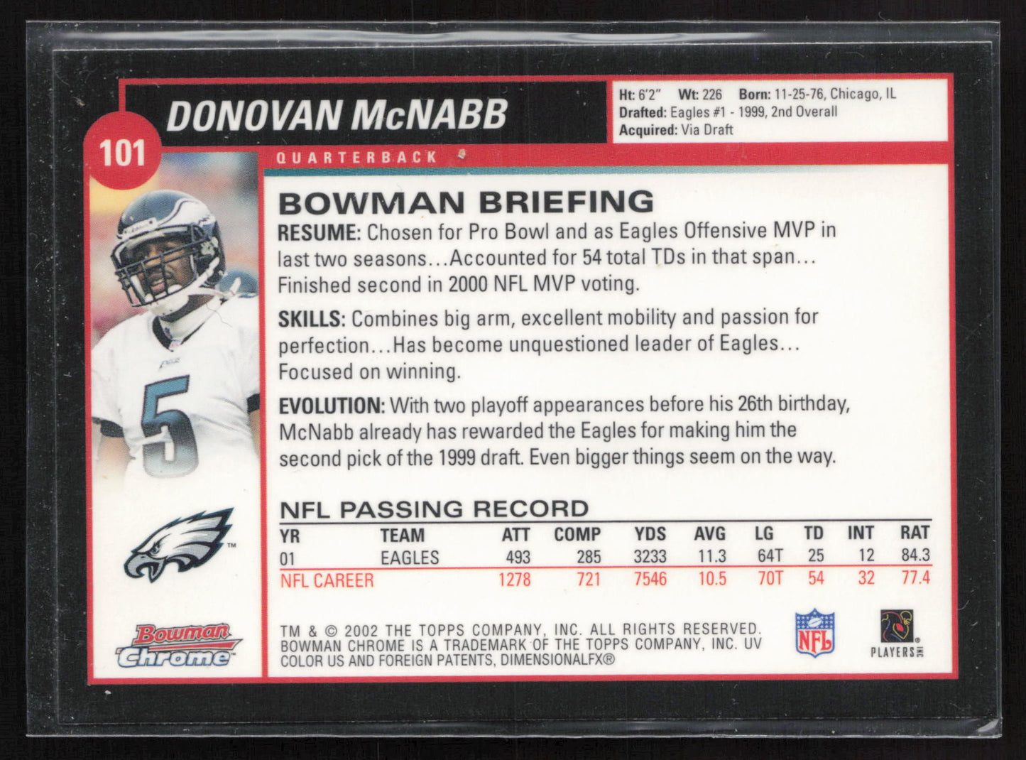 2002 Bowman Chrome #101 Donovan McNabb