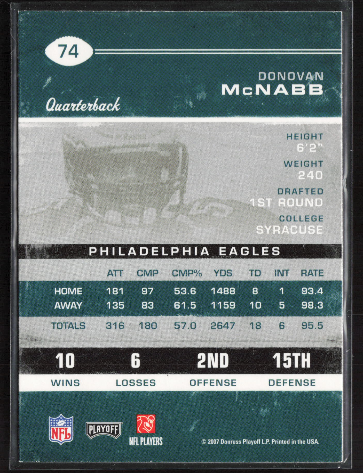 2007 Playoff Contenders #74 Donovan McNabb