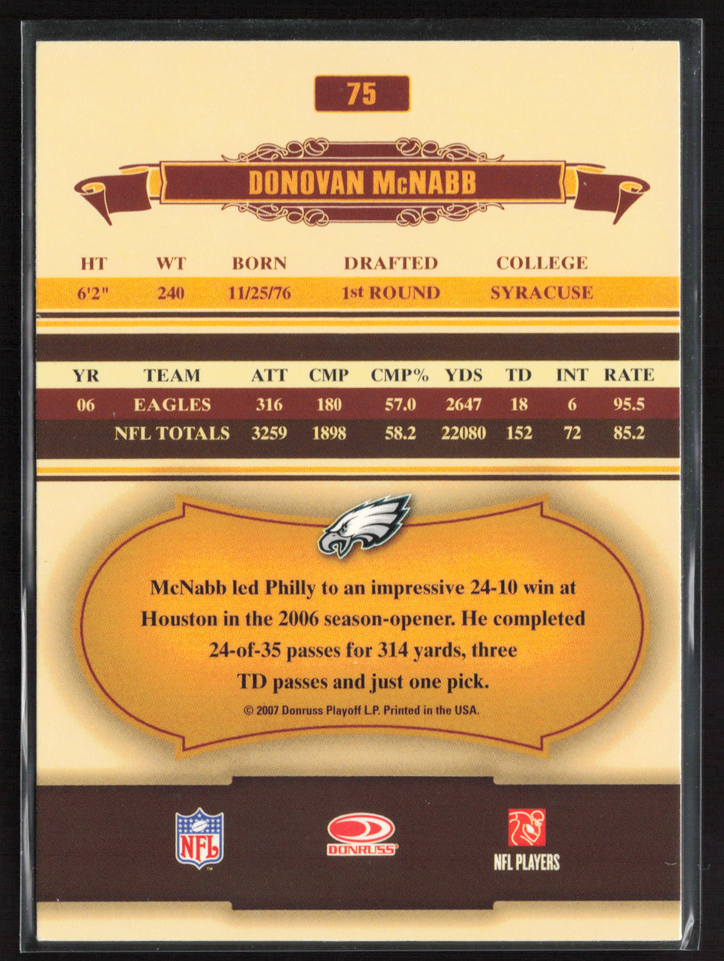 2007 Donruss Classics #75 Donovan McNabb