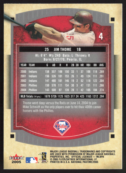 2005 Fleer National Pastime #4 Jim Thome