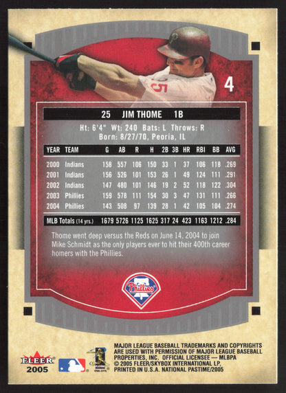 2005 Fleer National Pastime #4 Jim Thome