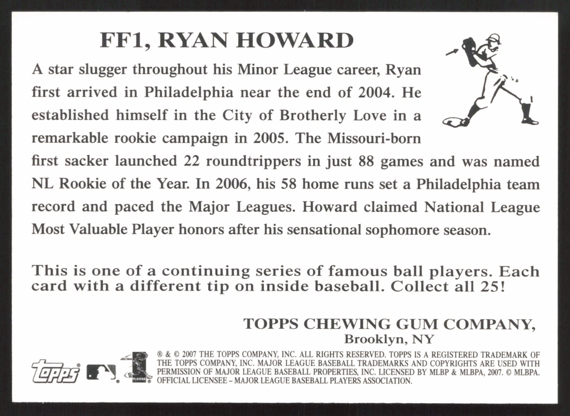 2007 Topps Flashback Fridays #FF1 Ryan Howard