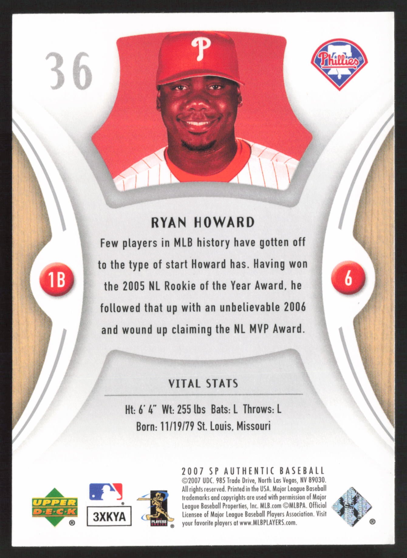 2007 SP Authentic #36 Ryan Howard