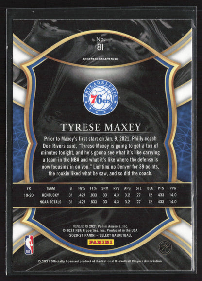 2020-21 Panini Select #81 Tyrese Maxey