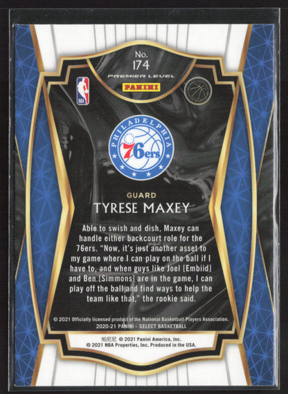 2020-21 Panini Select #174 Tyrese Maxey Blue