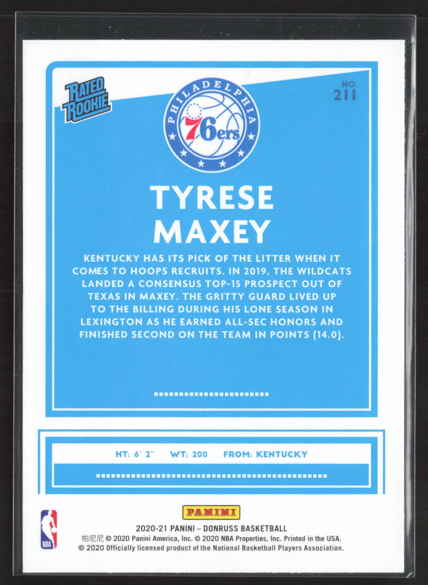 2020-21 Donruss #211 Tyrese Maxey