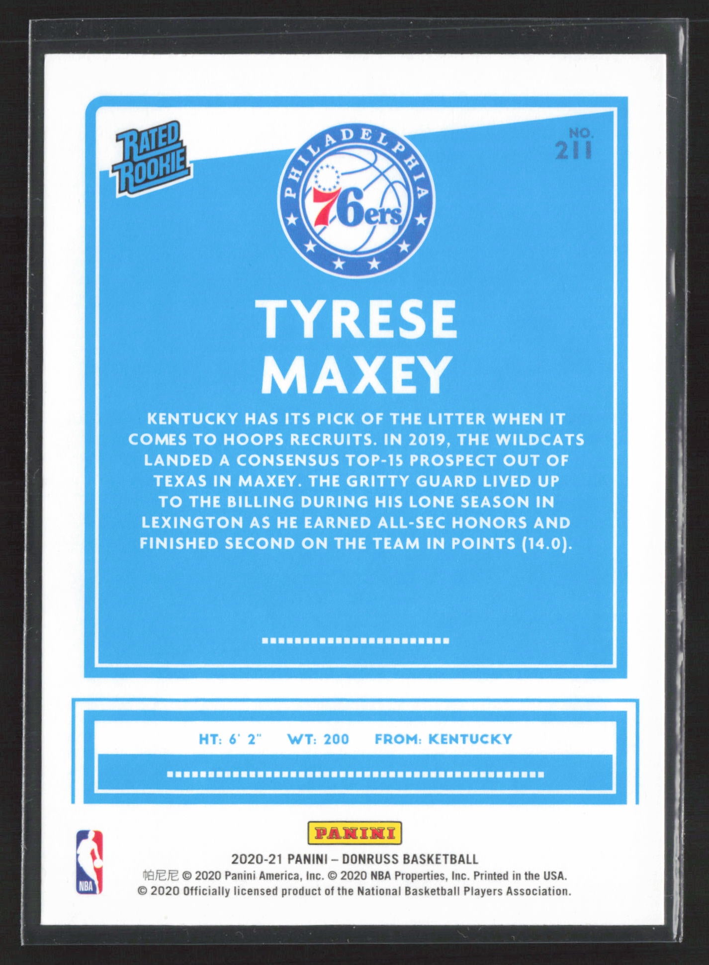 2020-21 Donruss #211 Tyrese Maxey