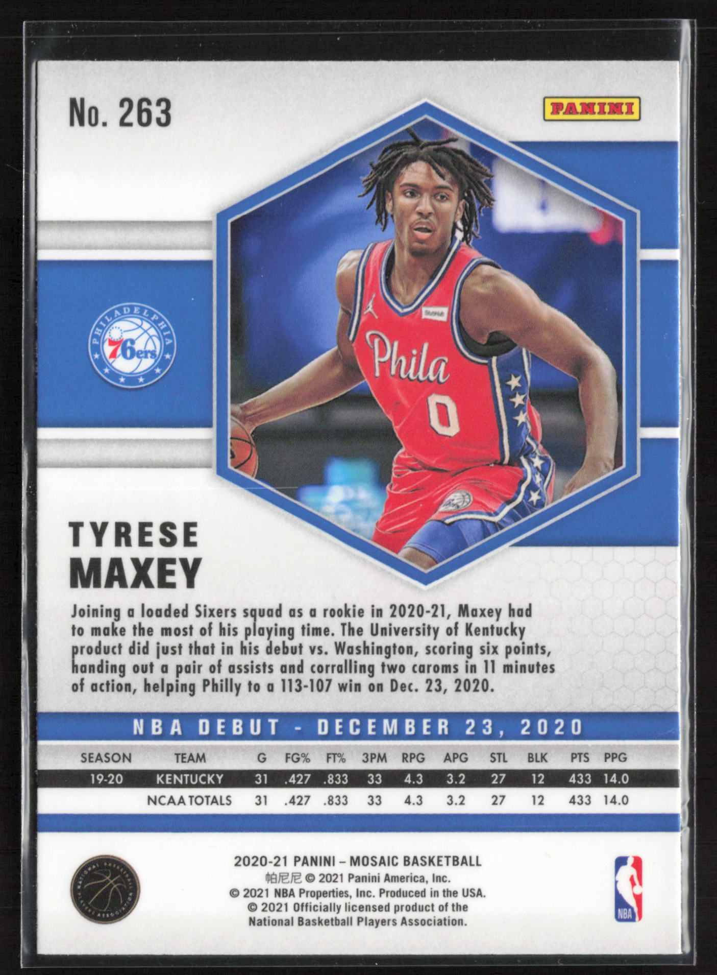 2020-21 Panini Mosaic #263 Tyrese Maxey