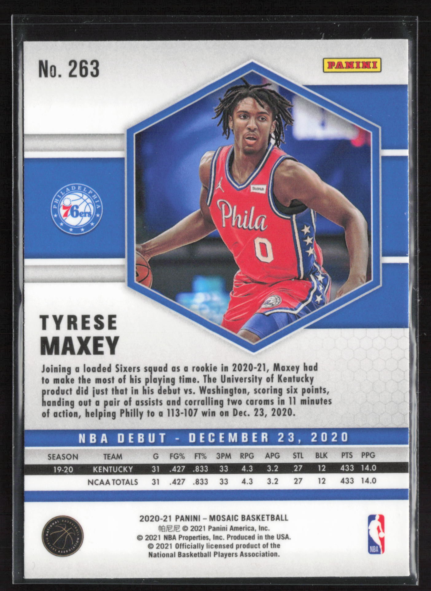 2020-21 Panini Mosaic #263 Tyrese Maxey