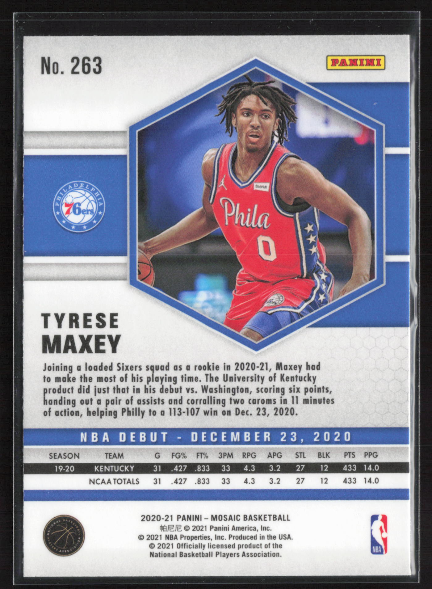 2020-21 Panini Mosaic #263 Tyrese Maxey