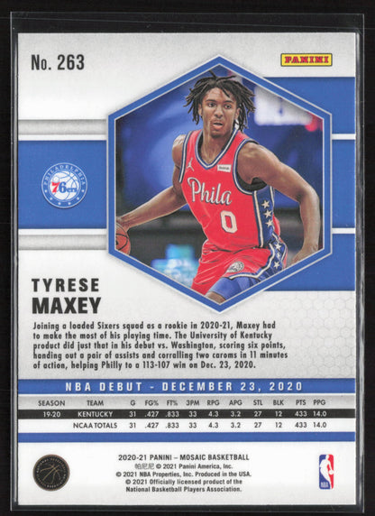 2020-21 Panini Mosaic #263 Tyrese Maxey