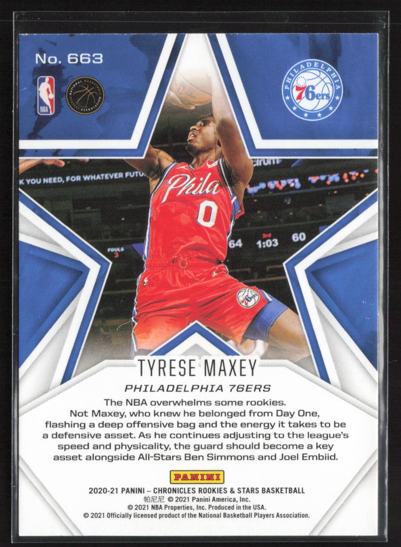 2020-21 Panini Chronicles #663 Tyrese Maxey