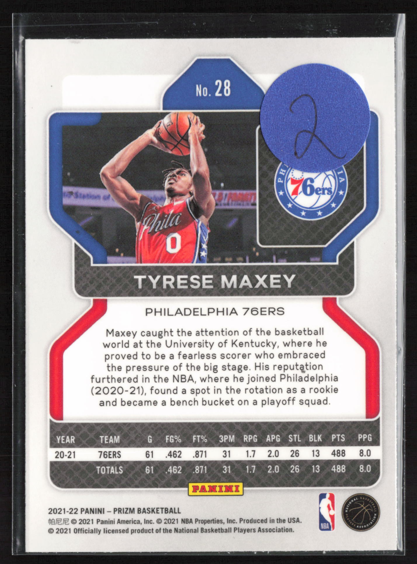 2021-22 Panini Prizm #28 Tyrese Maxey Silver