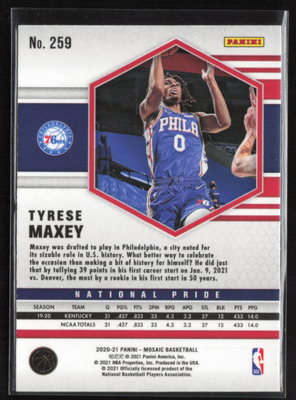 2020-21 Panini Mosaic #259 Tyrese Maxey