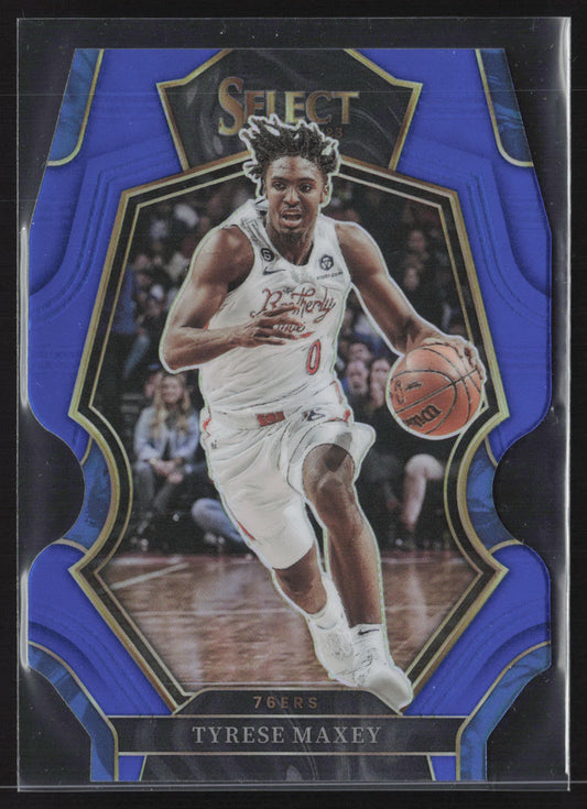 2022-23 Panini Select #109 Tyrese Maxey Blue Prizms Die Cut #/249