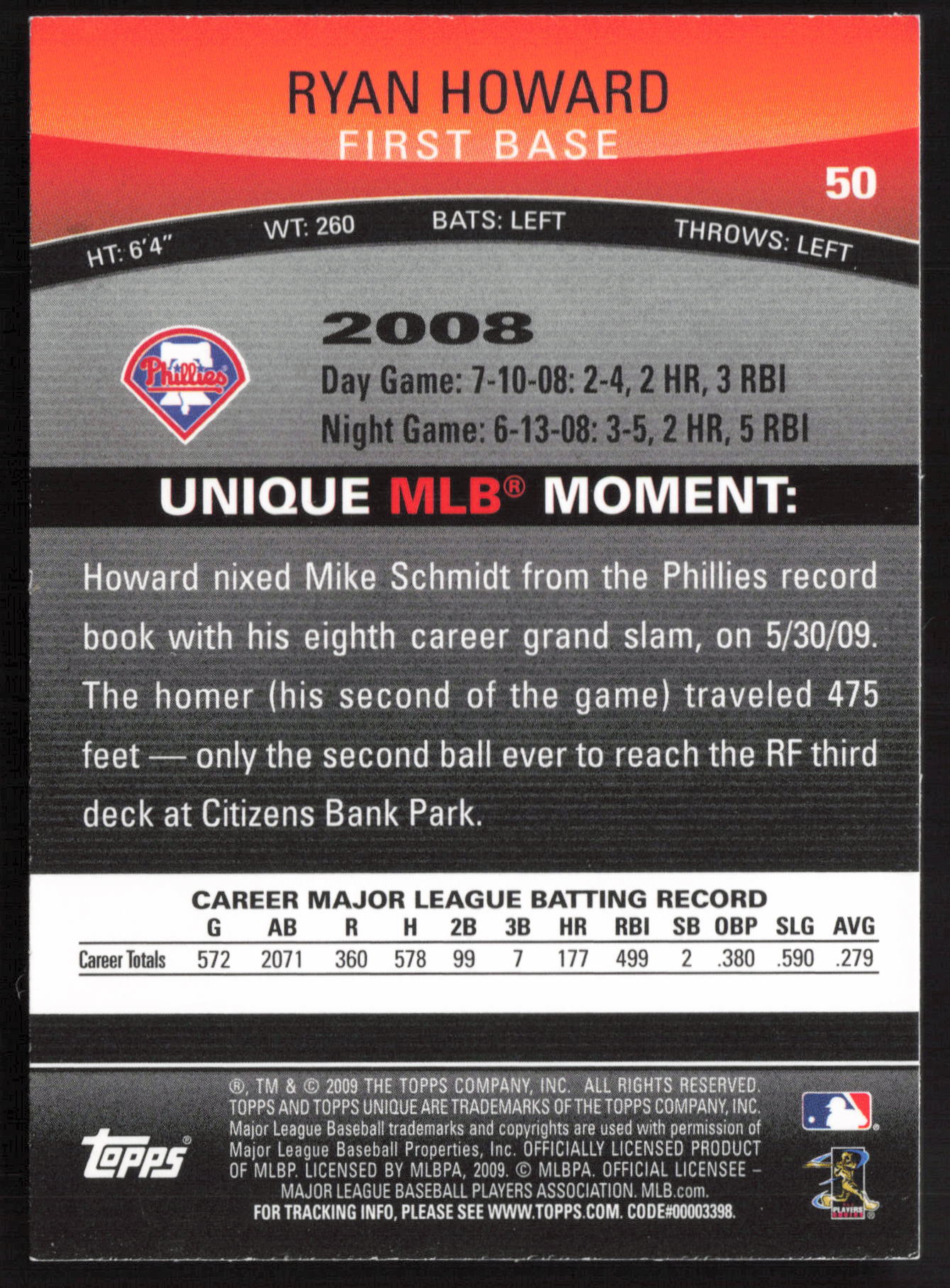 2009 Topps Unique #50 Ryan Howard