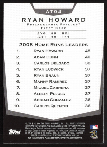 2009 Topps Unique #AT04 Ryan Howard Alone at the Top