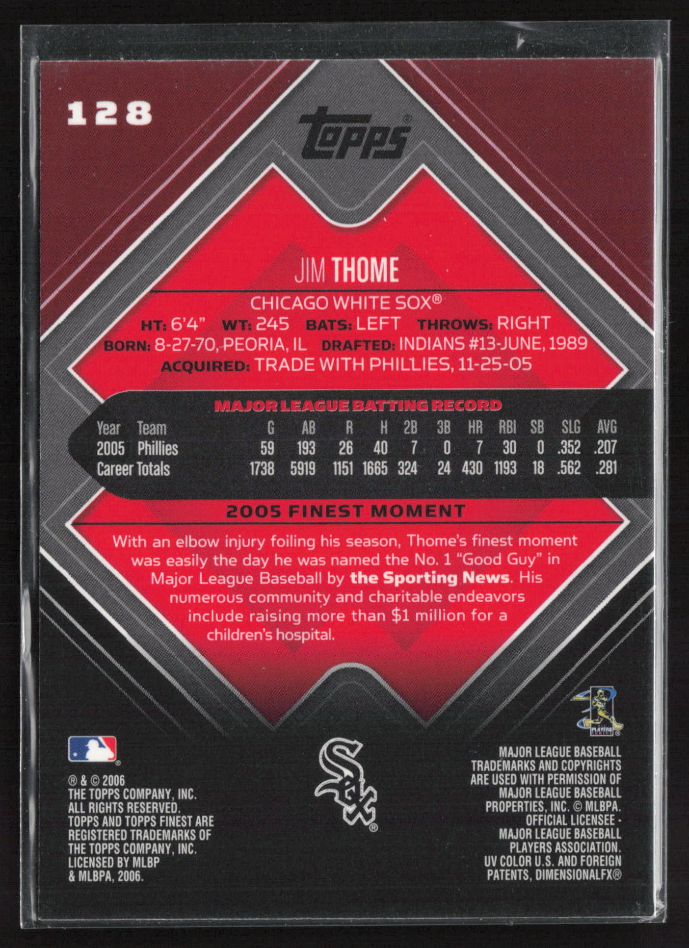 2006 Finest #128 Jim Thome