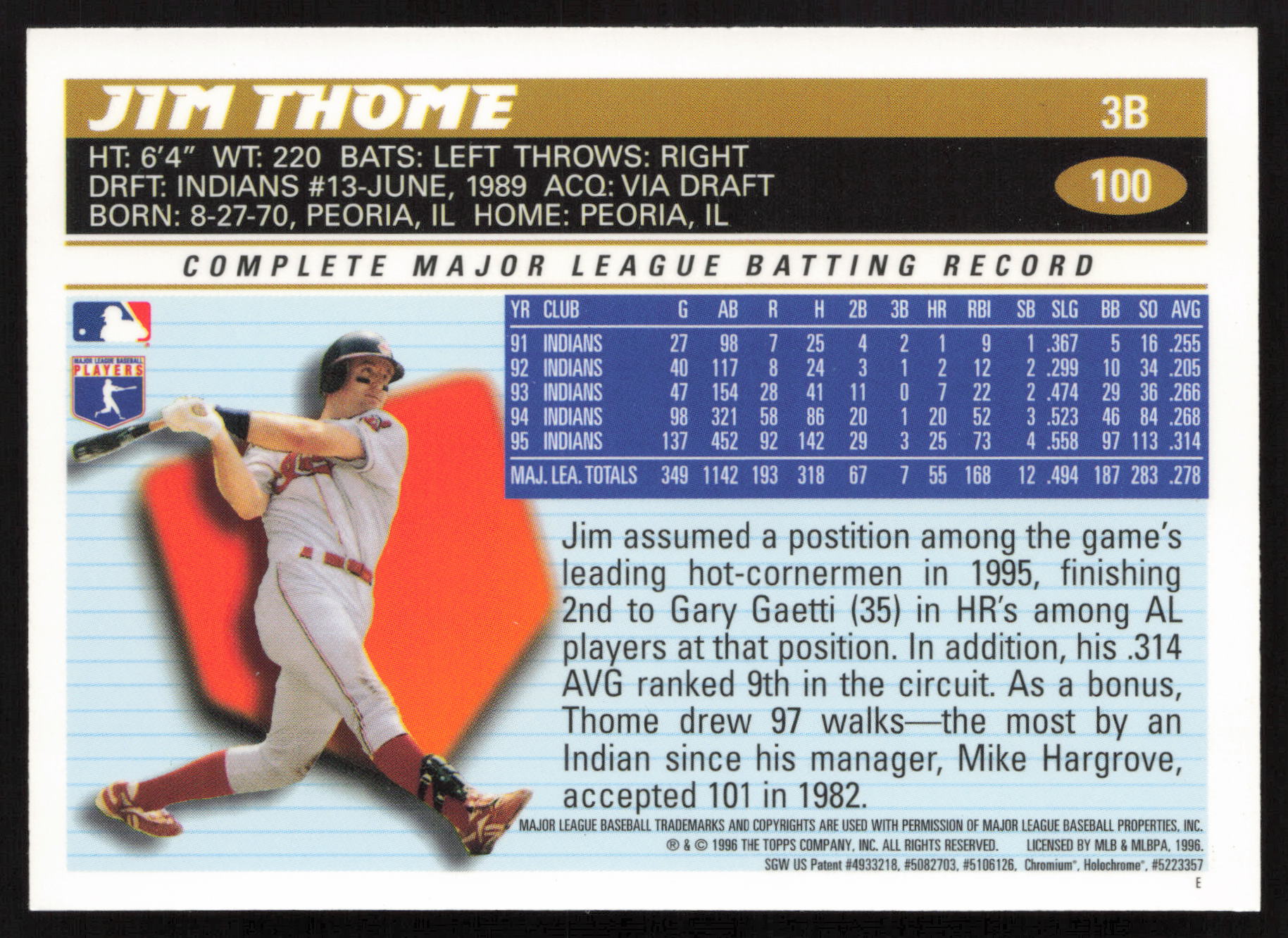 1996 Topps Chrome #100 Jim Thome