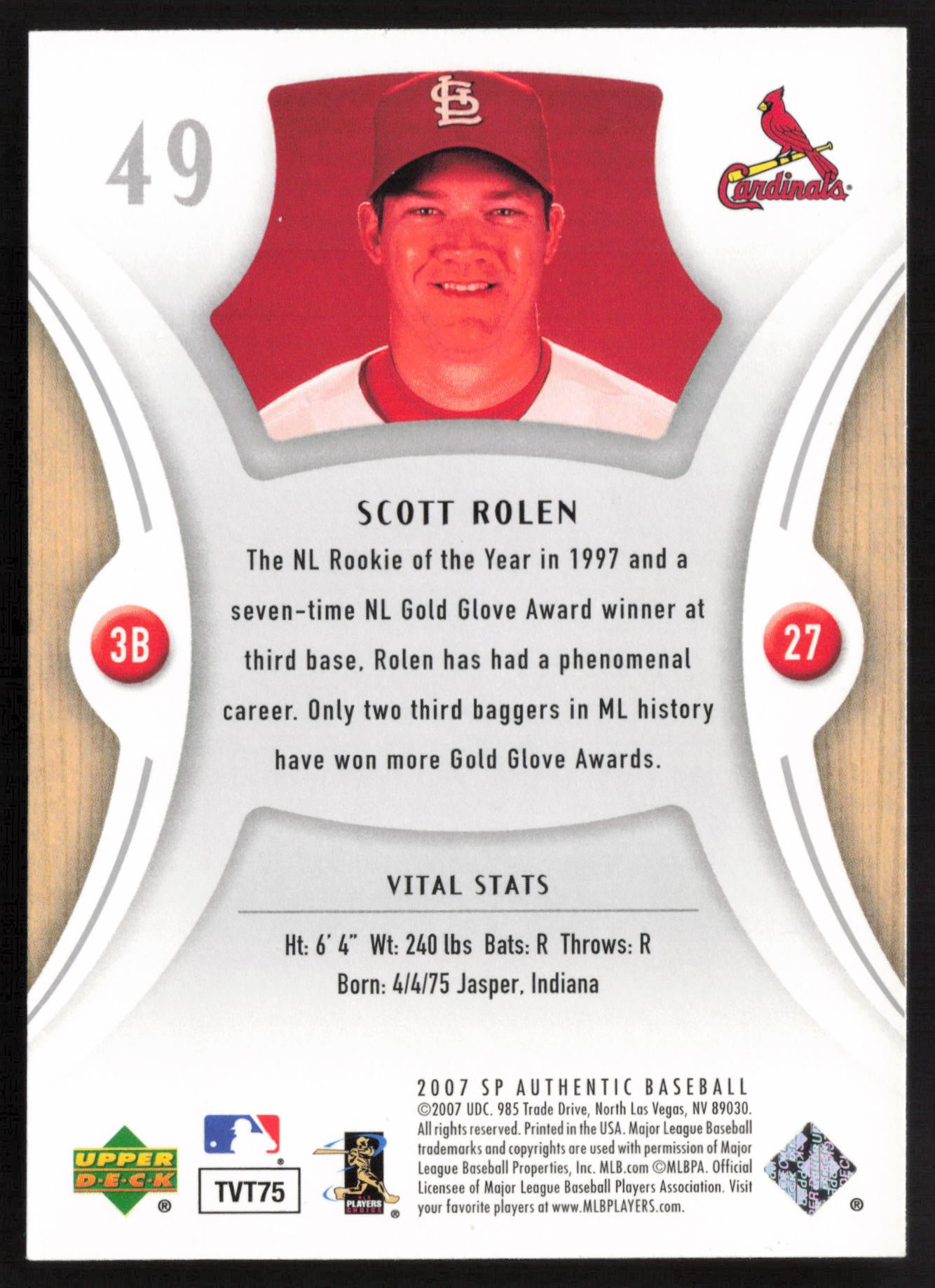 2007 SP Authentic #49 Scott Rolen