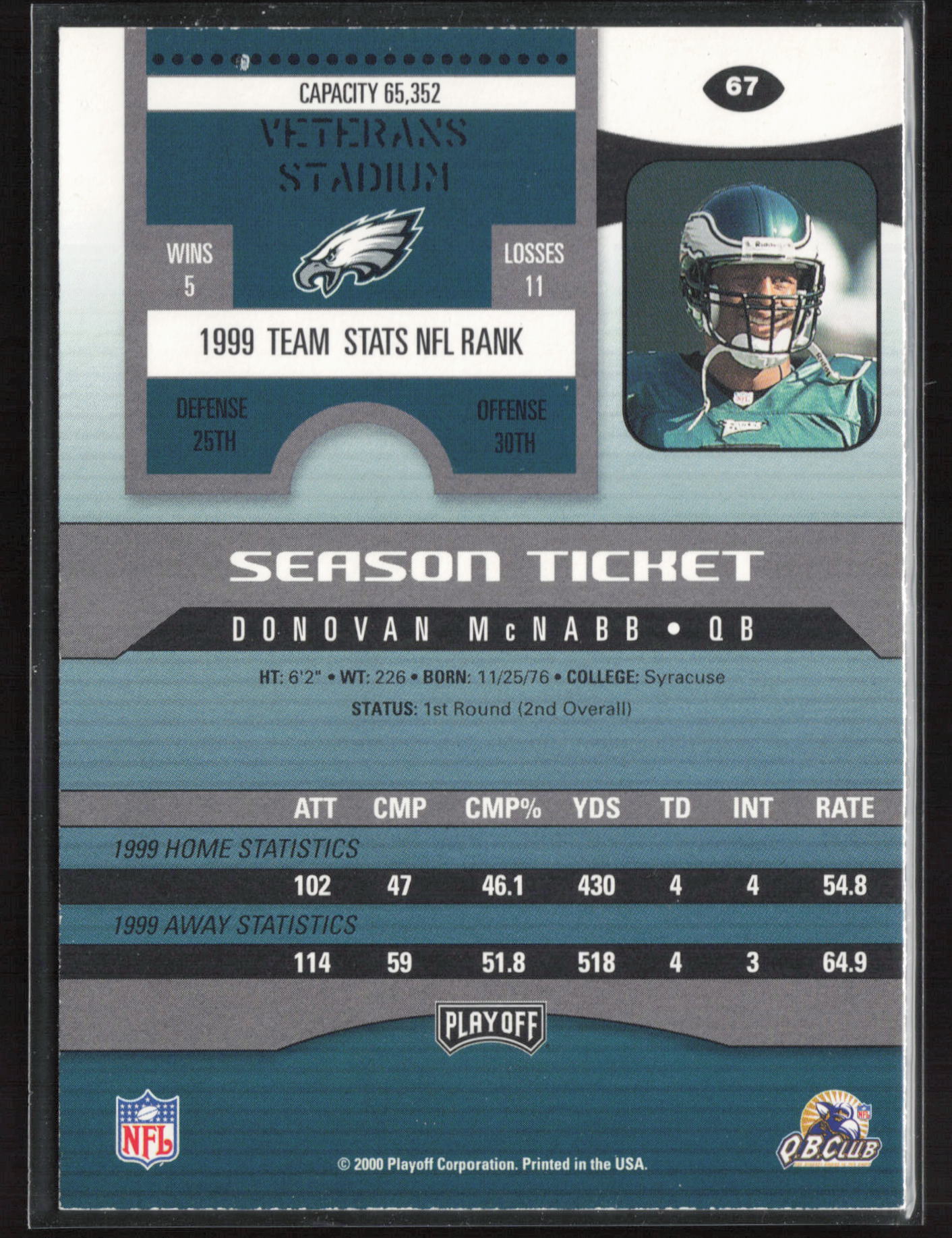 2000 Playoff Contenders #67 Donovan McNabb