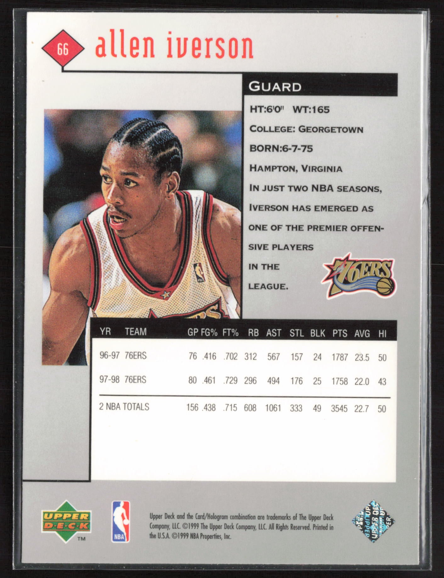 1998-99 Upper Deck Black Diamond #66 Allen Iverson