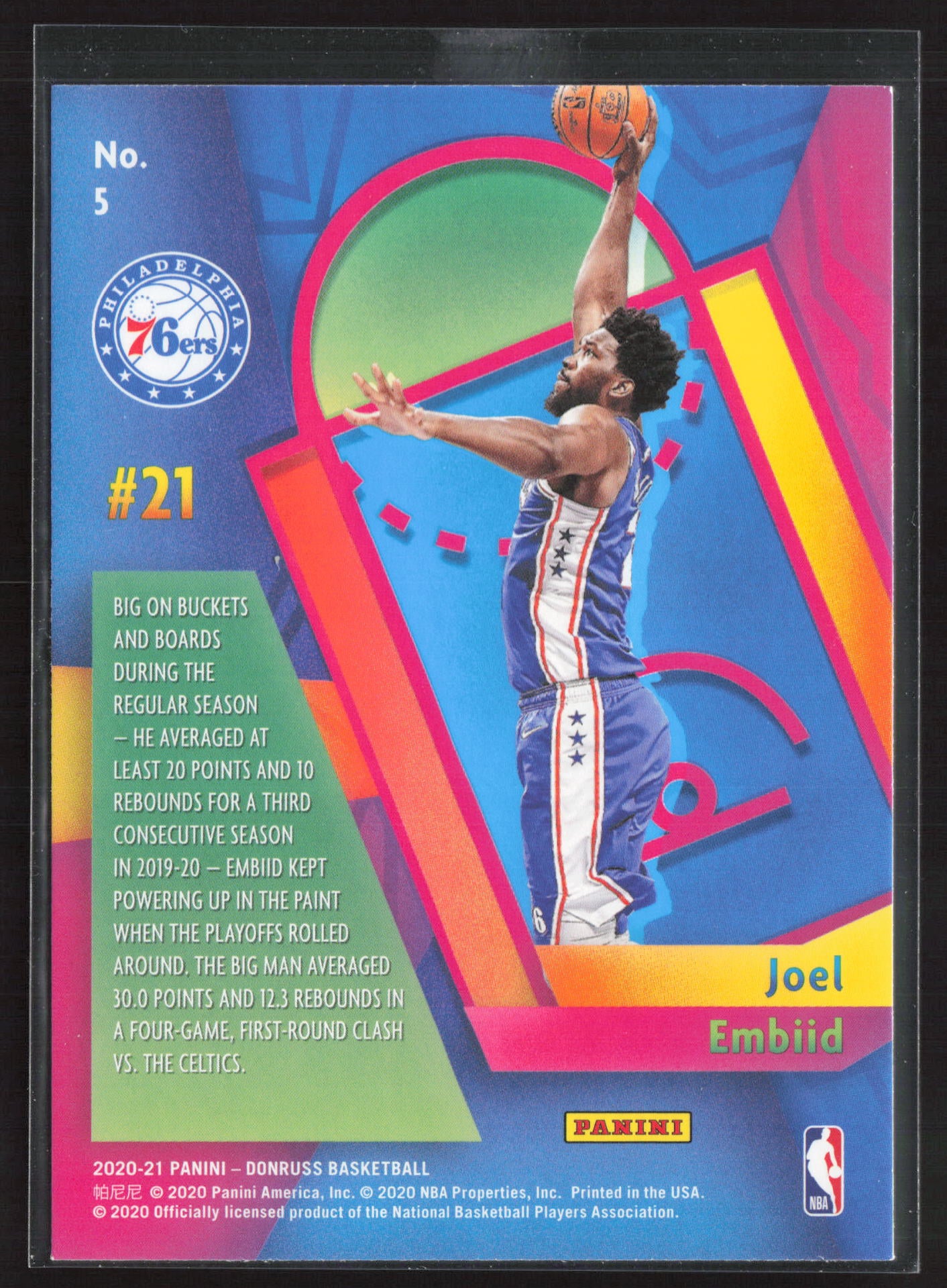 2020-21 Donruss #5 Joel Embiid Power in the Paint