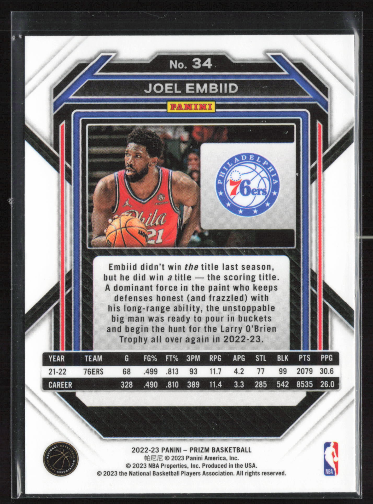 2022-23 Panini Prizm #34 Joel Embiid