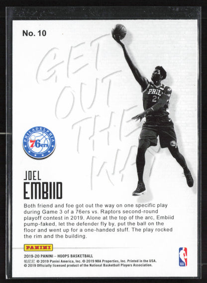 2019-20 Hoops Premium Stock #10 Joel Embiid Get Out The Way