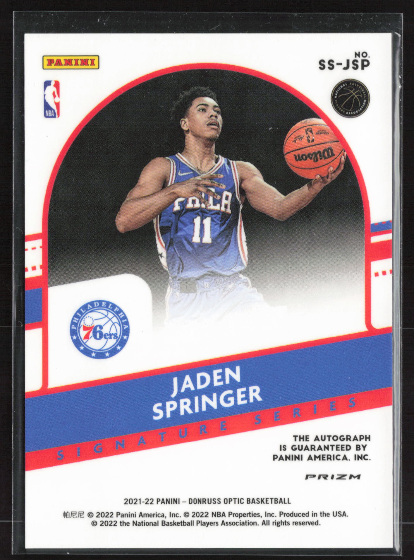 2021-22 Donruss Optic #SS-JSP Jaden Springer Signature Series Holo