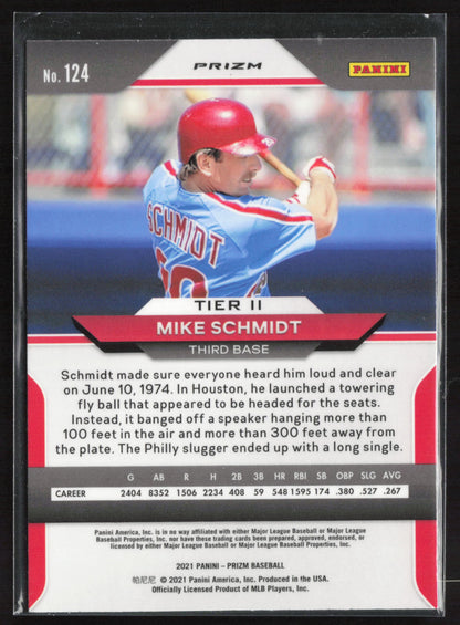 2021 Panini Prizm #124 Mike Schmidt Red/White/Blue Prizm